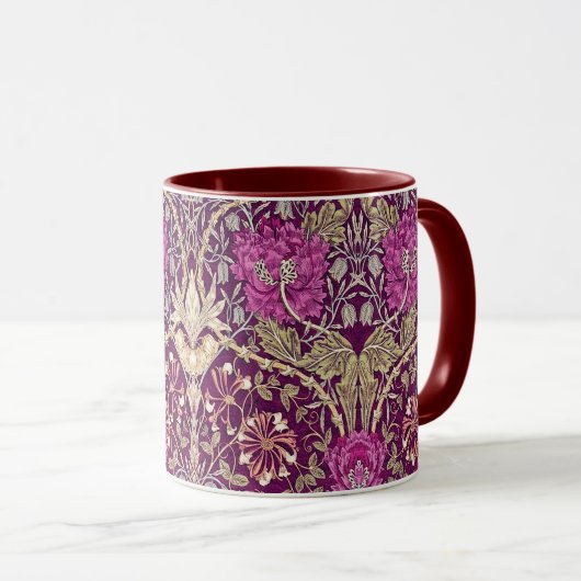 Art Nouveau Floral, Plum, Beige en Maroon Mok (Voorkant rechts)