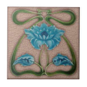 Art Nouveau Floral Ribbon Antiek Reproduction Tegeltje