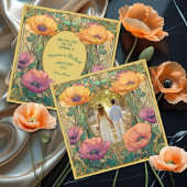 Art Nouveau Floral Save the Date Photo Kaart
