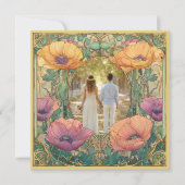 Art Nouveau Floral Save the Date Photo Kaart (Voorkant)