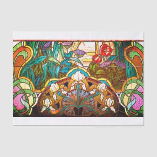 Art nouveau floral stained glass look window  tissuepapier (Voorkant)