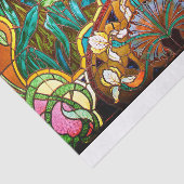 Art nouveau floral stained glass look window  tissuepapier (Detail)