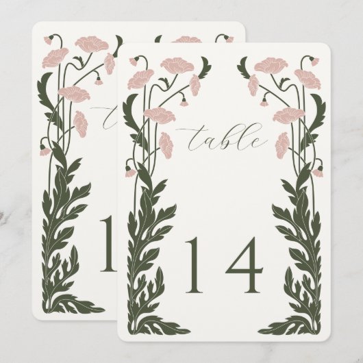 Art Nouveau Floral Tafelnummer (Voorkant / Achterkant)