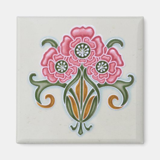 Art Nouveau Floral Tegel Magneet (Voorkant)