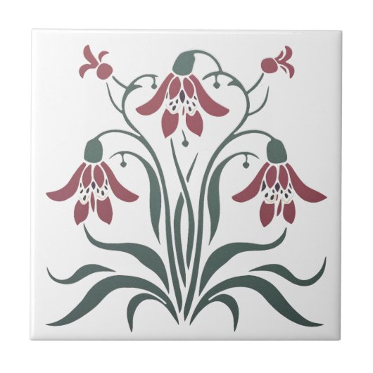 Art Nouveau Floral Tegeltje (Voorkant)