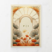 Art Nouveau Floral Unieke QR-code Alles in één Drieluik Uitnodiging (Cover)