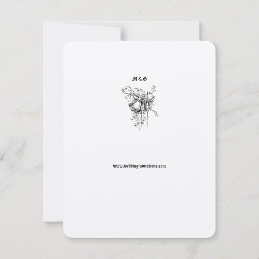 Art Nouveau Floral Vine Border & Hearts Bruiloft Kaart (Achterkant)