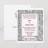 Art Nouveau Floral Vine Border & Hearts Bruiloft Kaart (Voorkant / Achterkant)