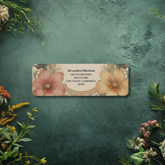  Art Nouveau Floral Vrijgezellenfeest Etiket