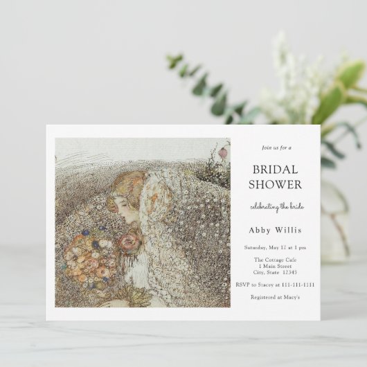 Art Nouveau Floral Vrijgezellenfeest Kaart (Staand voorkant)