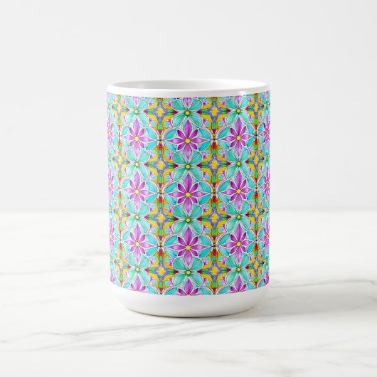 Art Nouveau Floral Waterverf Pattern Koffee Mok (Center)