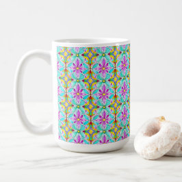 Art Nouveau Floral Waterverf Pattern Koffee Mok