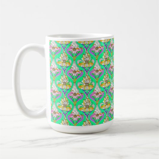  Art Nouveau Floral Waterverf Pattern Mok (Links)