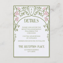 Art Nouveau Floral Wedding Green and Pink