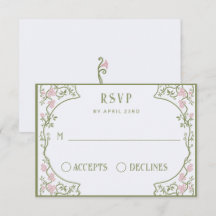 Art Nouveau Floral Wedding Green and Pink
