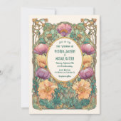 Art Nouveau Floral Wedding Invitation Kaart (Voorkant)