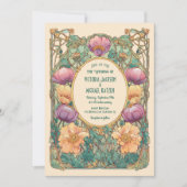 Art Nouveau Floral Wedding Invitation Kaart (Voorkant)