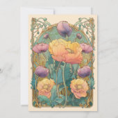 Art Nouveau Floral Wedding Invitation Kaart (Achterkant)