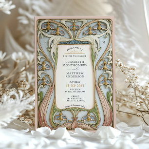 Art Nouveau Floral Wedding Kaart