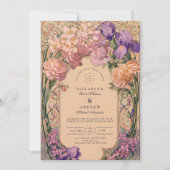 Art Nouveau Floral Wedding Kaart (Voorkant)