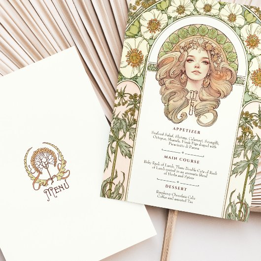  Art Nouveau Floral Wedding Menu Kaart