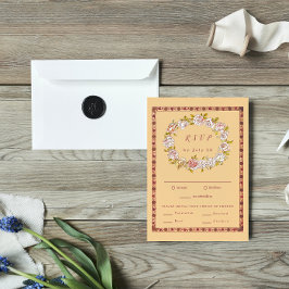  Art Nouveau Floral Wedding RSVP Kaart