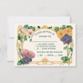 Art Nouveau Floral Wedding RSVP response card Kaart (Voorkant)