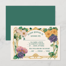 Art Nouveau Floral Wedding RSVP response card