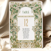 Art Nouveau Floral Wedding Table Number Kaart