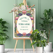 Art Nouveau Floral Wedding Welcome Sign Poster