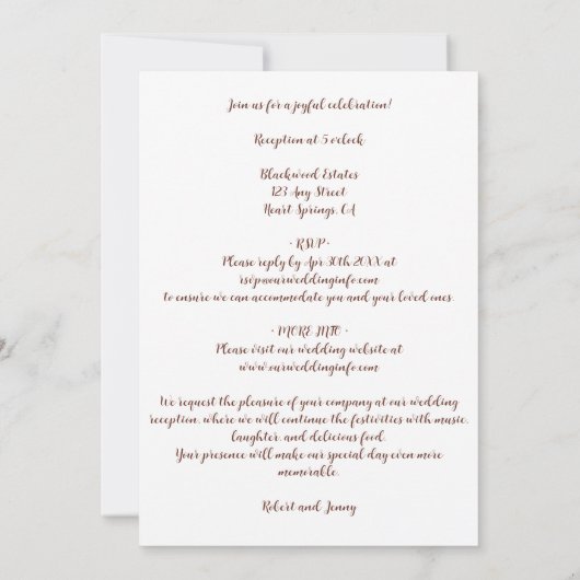 Art Nouveau Floured Wedding Uitnodiging (Achterkant)