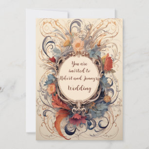 Art Nouveau Floured Wedding Uitnodiging