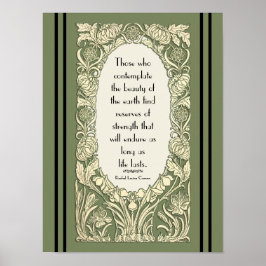 Art Nouveau Flower Floral Border Quote Standard Poster