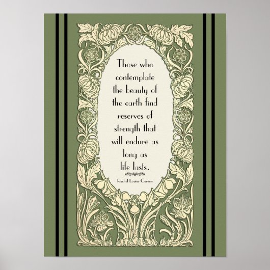 Art Nouveau Flower Floral Border Quote Standard Poster (Voorkant)