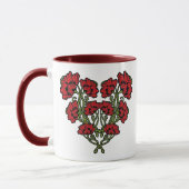 Art Nouveau Flower Heart Red Two-Tone koffie Mok (Links)