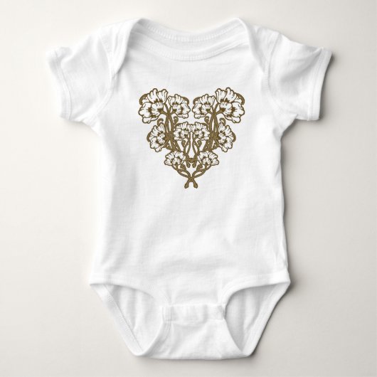 Art Nouveau Flower Heart Tan Romper (Voorkant)