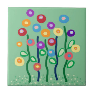 Art nouveau flower tegel tegeltje