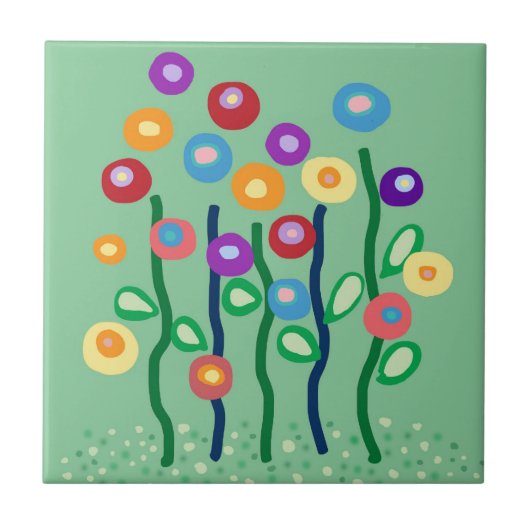 Art nouveau flower tegel tegeltje (Voorkant)