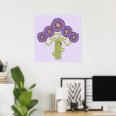 Art Nouveau flower-tekenvierkant Poster (Thuiskantoor)
