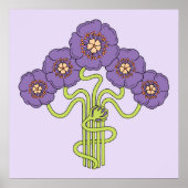 Art Nouveau flower-tekenvierkant Poster (Voorkant)