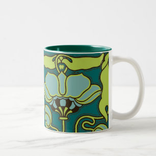 Art Nouveau Flower Tweekleurige Koffiemok