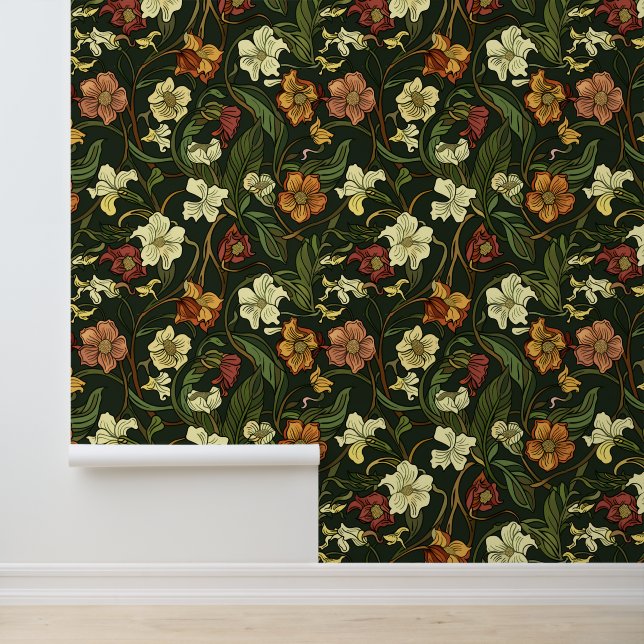 Art Nouveau Flowers Behang (Applicatie)