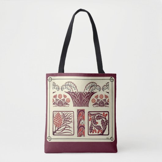 Art Nouveau Flowers en Pinecones Tote Bag (Voorkant)