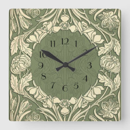 Art Nouveau Flowers Floral Border  Vierkante Klok