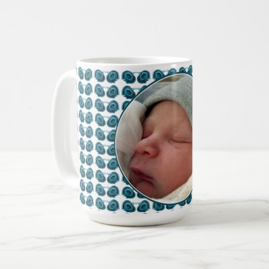 Art Nouveau Flowers in Blue Koffiemok (Voorkant links)