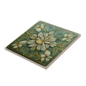 Art Nouveau Flowers on Muted French Pastel Blue Tegeltje (Zijkant)