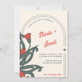  Art Nouveau Folk Bloemen Boho Retro Bruiloft Kaart (Voorkant)