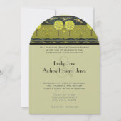 Art Nouveau Forest Bird Wedding Inviting Kaart (Voorkant)