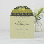 Art Nouveau Forest Bird Wedding Inviting Kaart (Staand voorkant)