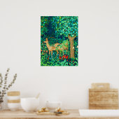 Art Nouveau Forest Deer Tapestry Print (Keuken)